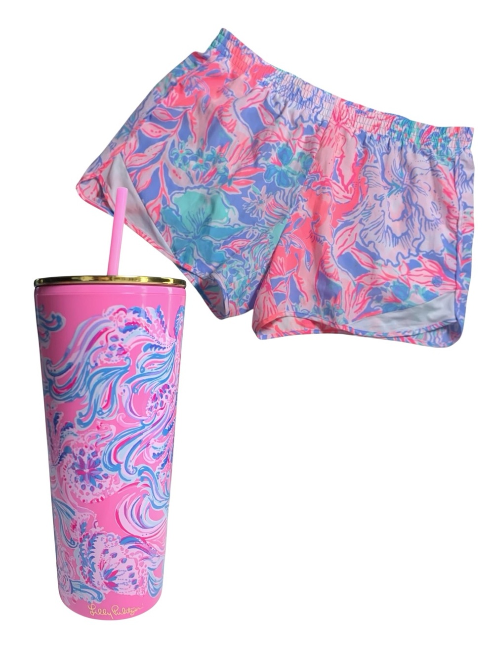 Lilly Pulitzer Bundle Luxletic Ocean Trail 4” Lined Running Shorts Floral Size M